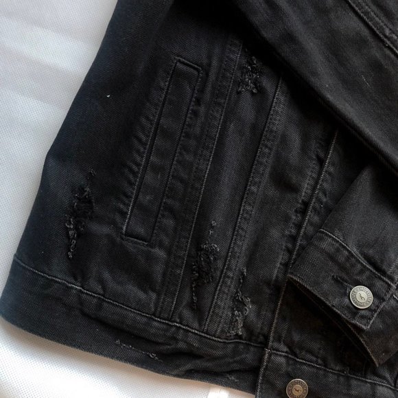 Hollister Distressed Black Denim Jacket - Picture 6 of 6